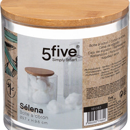 FiveÂ® Wattenschijfjes dispenser bamboe deksel - Wattenschijfjes - Met deksel