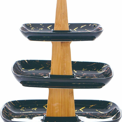 Etagere Porselein marmerlook 3 delige - zwart