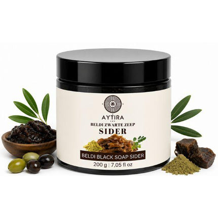 AYTiRA Beldi Zwarte Zeep Sider 200g – Traditionele Marokkaanse Hammam Zeep