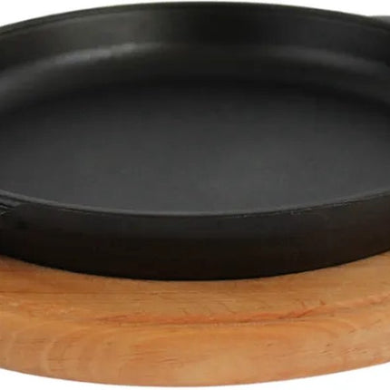 BRIZOLL Serveerpan - Etagère - Grillpan - met Serveerplank - Gietijzer - 16 x 2.5 cm