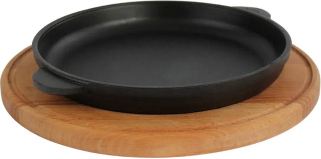 BRIZOLL Serveerpan - Etagère - Grillpan - met Serveerplank - Gietijzer - 16 x 2.5 cm