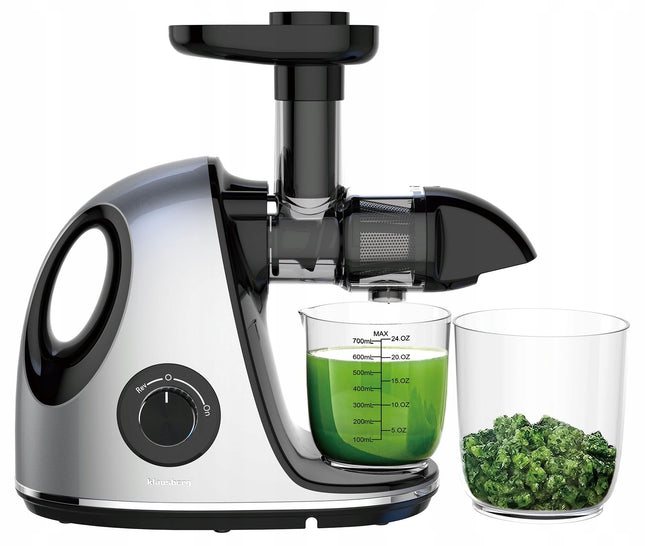 Klausberg Slow Juicer KB-7863 – 150W | Cold Press | Stille Juicer - Groenten en Fruitpers – Met Pulpreservoir - Juice Maker - Grijs