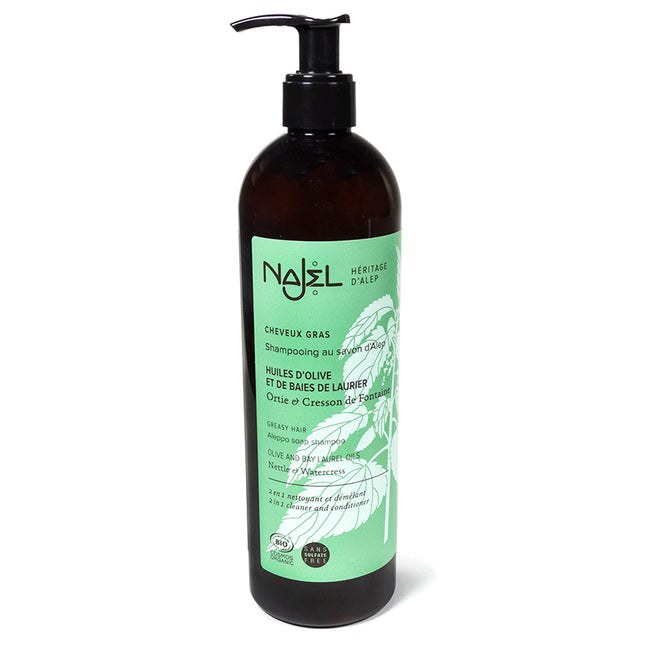 Najel - Biologische Aleppo Shampoo Vet haar (sulfaatvrij) - 500 ml - Biologisch - Organic