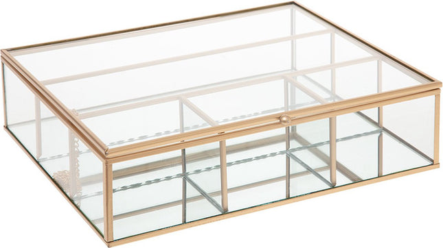 Glazen sieradenbox gouden frame - Large