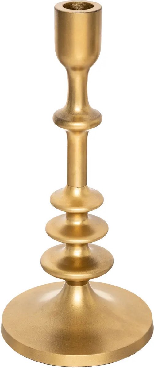 Kandelaar - decoratief metaal - dinerkaarsen - goud - D12 x H26 cm