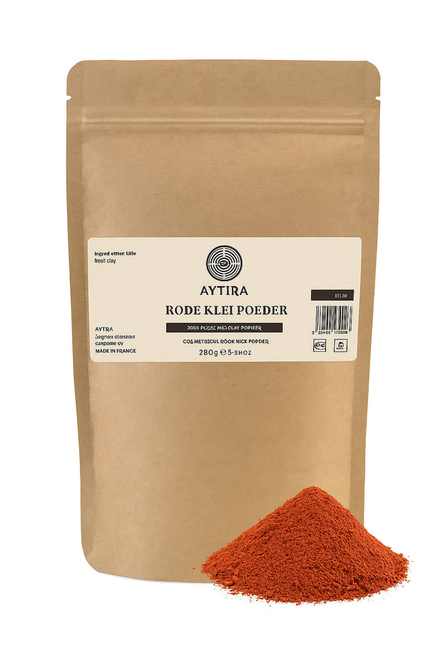 Aytira Rode Kleipoeder – 100% Natuurlijke Illiet Klei – Voor Gezicht en Lichaam – Revitaliserend Masker – 250g