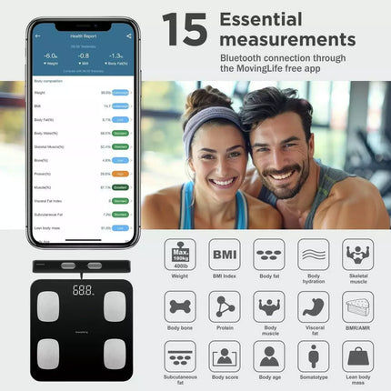 Klausberg Slimme Digitale Elektronische Personen Weegschaal met lichaamsanalyse - personenweegschaal met app - Gewicht en BMI - Ssmart scale vetpercentage