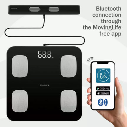 Klausberg Slimme Digitale Elektronische Personen Weegschaal met lichaamsanalyse - personenweegschaal met app - Gewicht en BMI - Ssmart scale vetpercentage