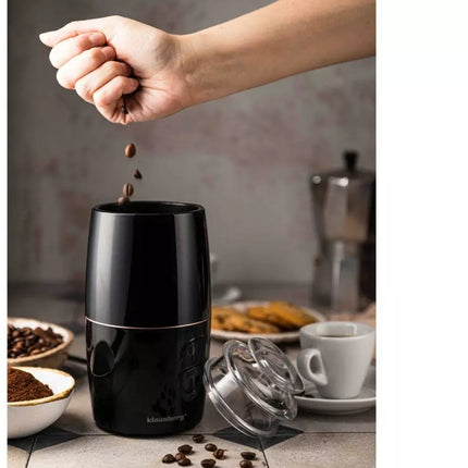 Klausberg KB7602 Elektrische Koffiemolen - RVS Koffiecontainer & Mes - Instelbare Maalgraad - Compact & Lichtgewicht