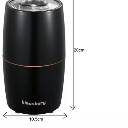 Klausberg KB7602 Elektrische Koffiemolen - RVS Koffiecontainer & Mes - Instelbare Maalgraad - Compact & Lichtgewicht