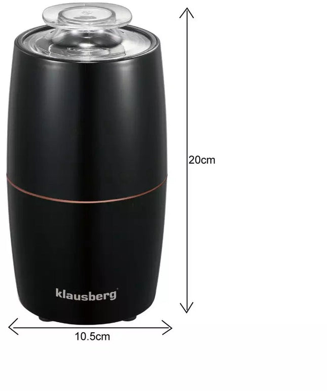 Klausberg KB7602 Elektrische Koffiemolen - RVS Koffiecontainer & Mes - Instelbare Maalgraad - Compact & Lichtgewicht