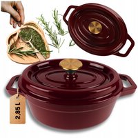 Hage - Gietijzeren Braadpan - Braadpan - Cast Iron Casserole met Deksel - Geëmailleerd - Geschikt voor Inductie & Oven - 2.85 Liter - 25.5 x 19.5 x 12.5 cm - Pruimkleur