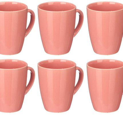 6x Mystique Roze effen mokken / bekers 330 ml - Theebeker / koffiemok