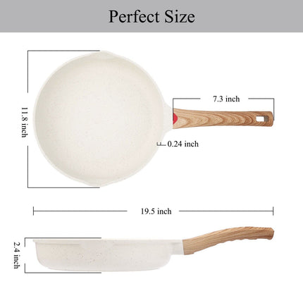 Koekenpan - wokpan - hapjespan inductie krasbestendig coating - Ivory - PFOA free