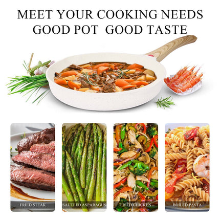 Koekenpan - wokpan - hapjespan inductie krasbestendig coating - Ivory - PFOA free