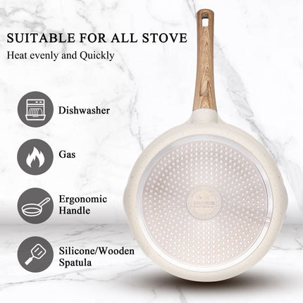 Koekenpan - wokpan - hapjespan inductie krasbestendig coating - Ivory - PFOA free