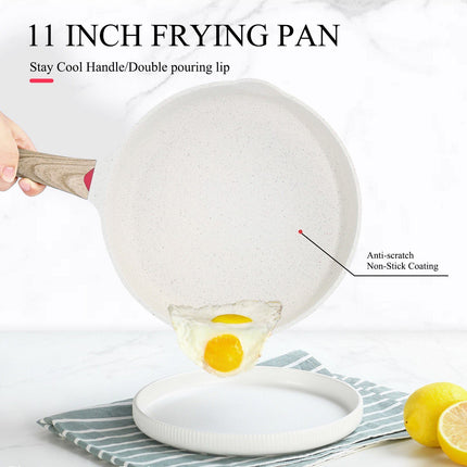 Koekenpan - wokpan - hapjespan inductie krasbestendig coating - Ivory - PFOA free