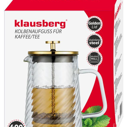 Klausberg Piston Koffie-/Thee Zetter - Glas - 0.6L