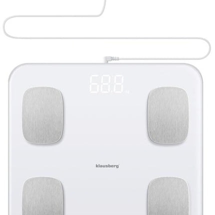 Klausberg Slimme Digitale Elektronische Personen Weegschaal met lichaamsanalyse - personenweegschaal met app - Gewicht en BMI - Ssmart scale vetpercentage WIT