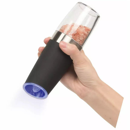 Kinghoff Set van 2 Zwaartekracht Peper- en Zoutmolens - Elektrisch, Keramisch Maalmechanisme, LED Verlichting - Matte Zwart (50 ml)