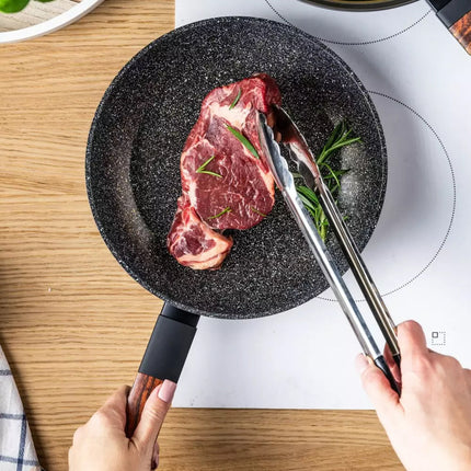 12-delige Granieten Pannenset met Marmeren Coating – Geschikt voor Inductie en Alle Warmtebronnen – Krasbestendig en Gezond Koken
