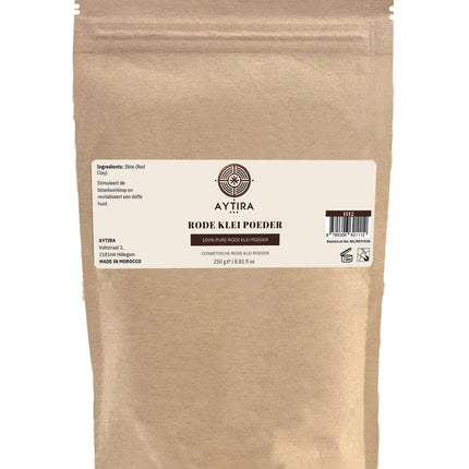 Aytira Rode Kleipoeder – 100% Natuurlijke Illiet Klei – Voor Gezicht en Lichaam – Revitaliserend Masker – 250g
