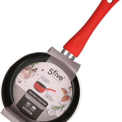 5Five - Steelpan/sauspan - Inductie - aluminium - rood/zwart - D16 cm