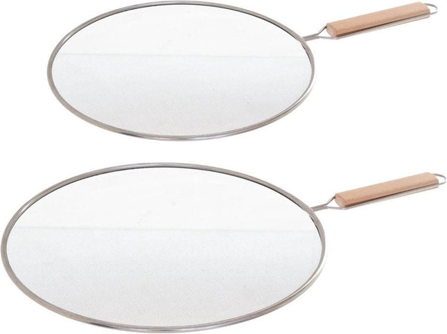 Set van 2x universele RVS spatdeksels/afgietdeksels voor pannen 25 - 28 cm