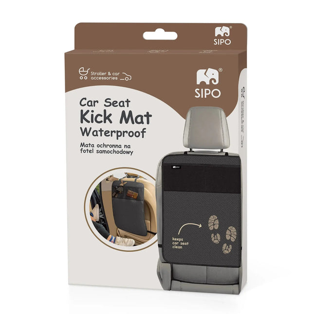 Sipo - Auto Stoelbeschermer Kind - Kick Mat Auto Achterbank - Beschermmat Autostoel met Opbergvakken - Universele Rugleuning Beschermer - Waterafstotend - ca. 61 x 43 cm - Zwart