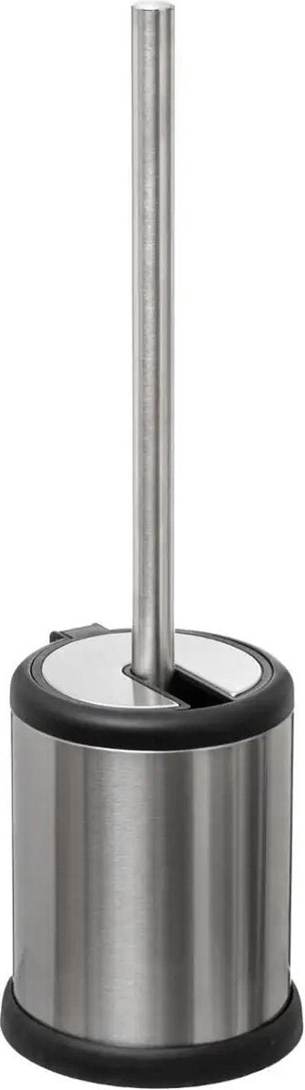 WC-/toiletborstel met houder rond RVS met klep deksel 39 cm